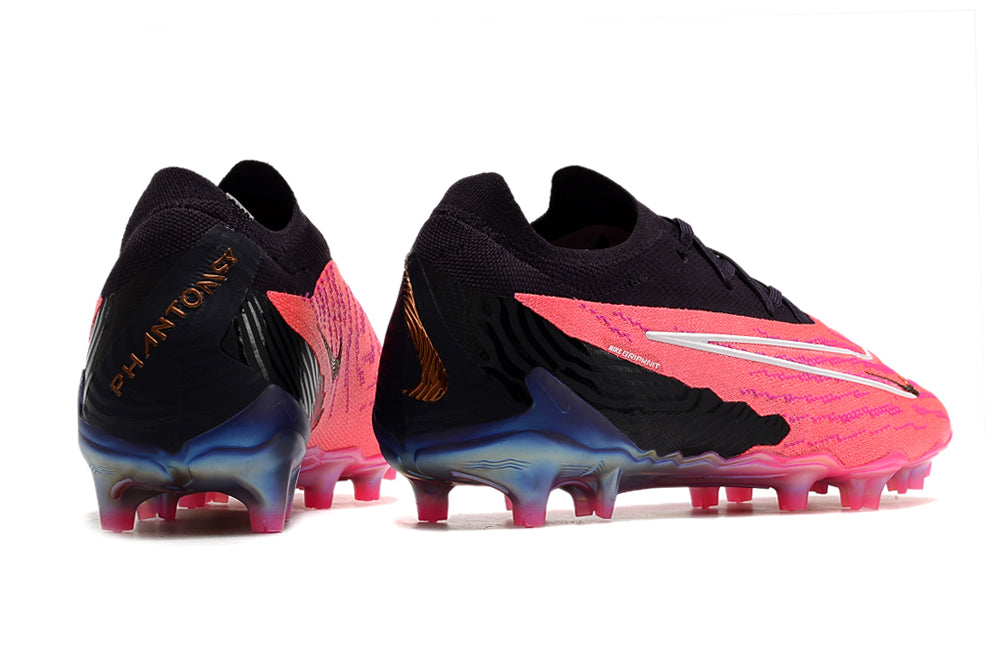 pink and black boots rear view