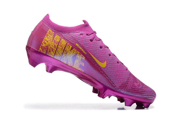 nike purple football boots angled view