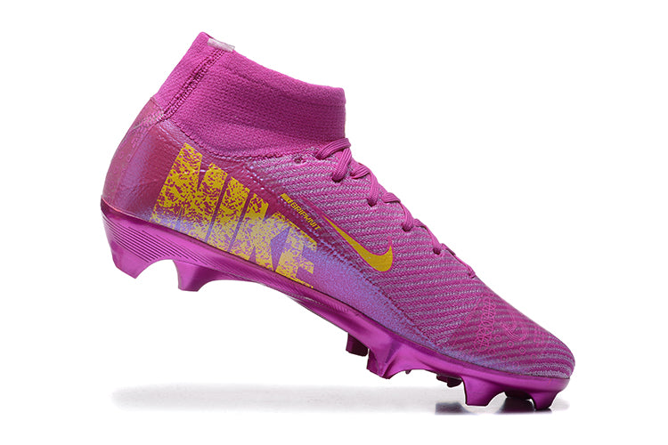 nike purple football boots angled view